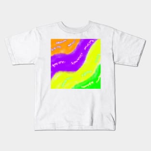 Green yellow purple orange watercolor abstract art Kids T-Shirt